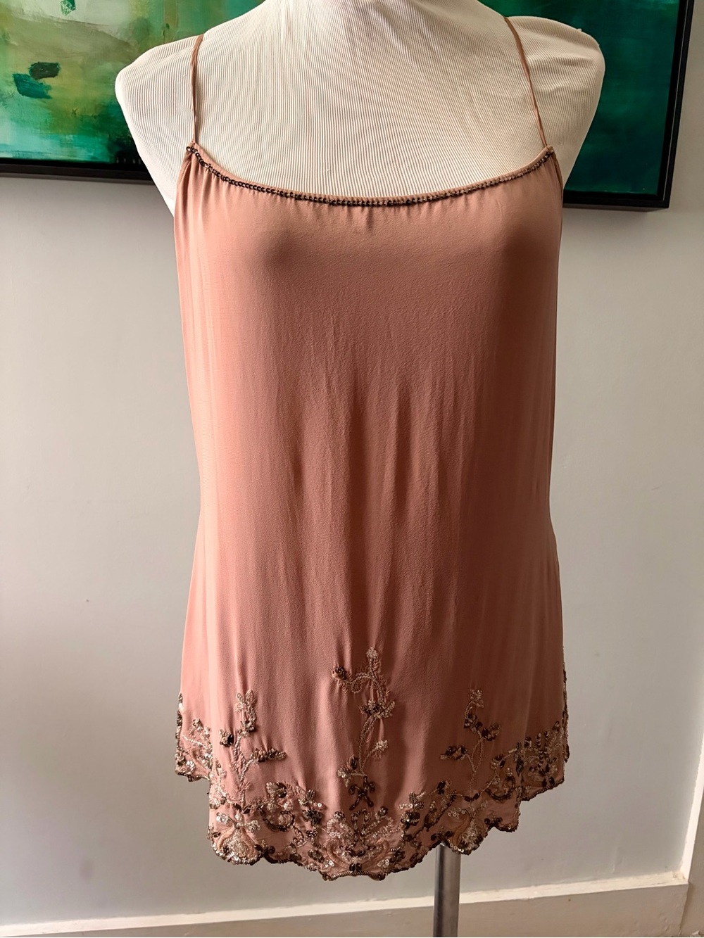 Elie Tahari Dusty Rose Slip Camisole with Label Detail